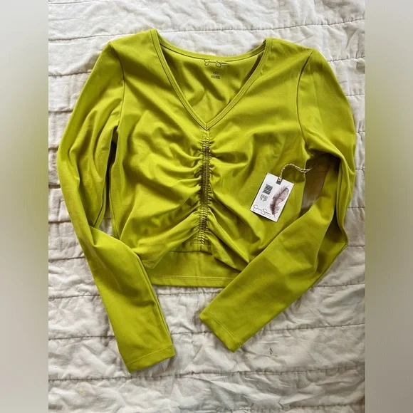 Jessica Simpson Active Ruched Crop Top - Picture 1 of 8